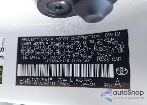 2012 Toyota Prius V Three z USA, uszkodzony, nr VIN JTDZN3EU3C3176128